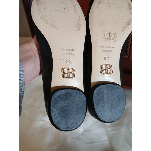 Beautiisoles Leather Chain Pointed Flats Women's 6.5 Made in Italy Navy/White - Picture 8 of 10